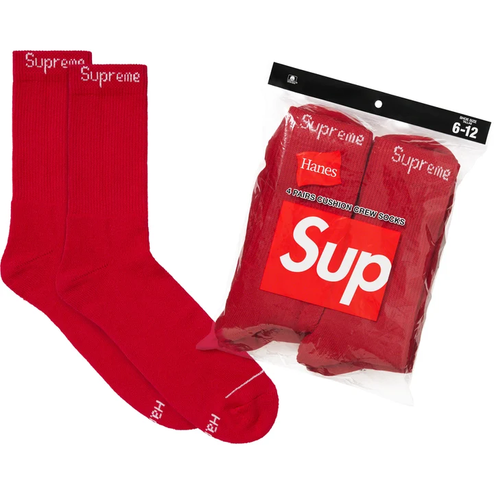 Supreme Hanes Crew Socks (4 Pack)-White
