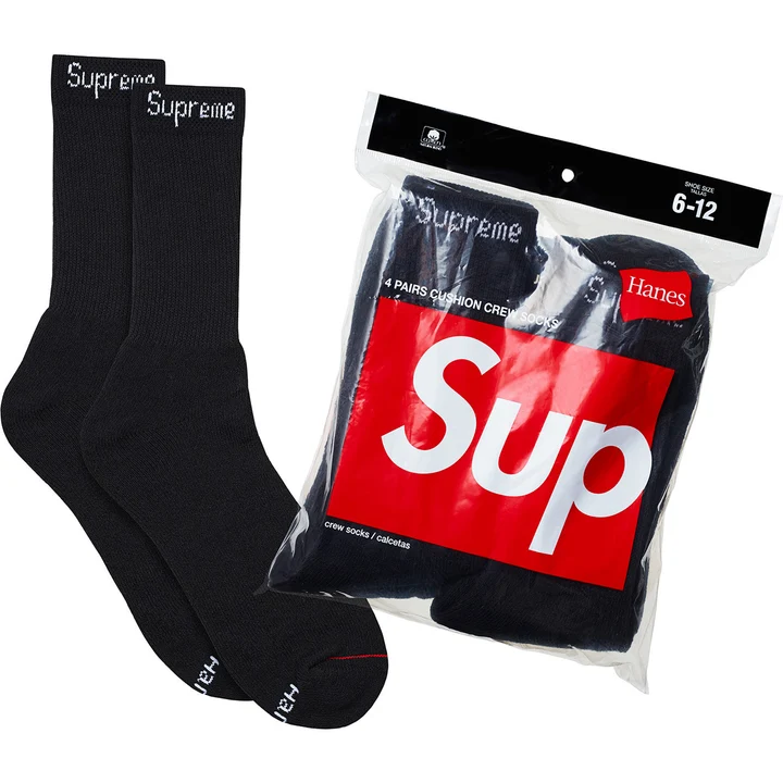 Supreme Hanes Crew Socks (4 Pack)-White